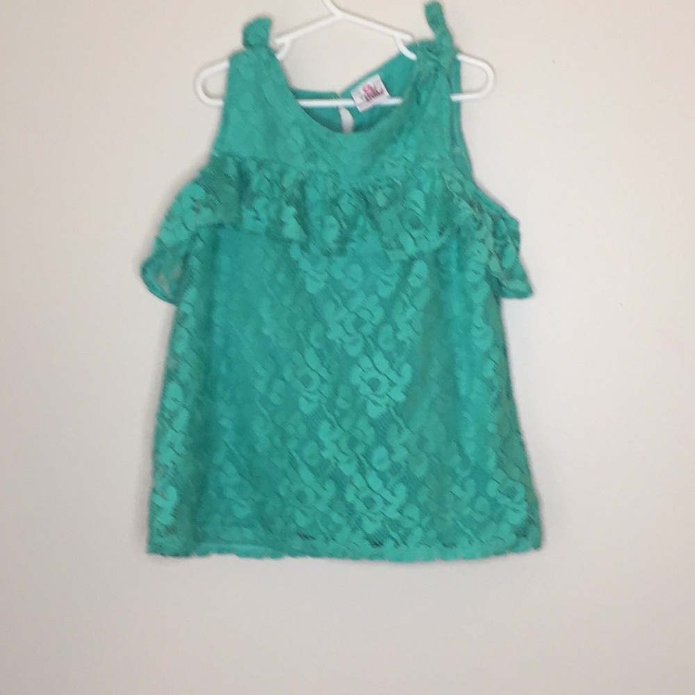 Real Love Lace Top, Teal, Junior's 14/16